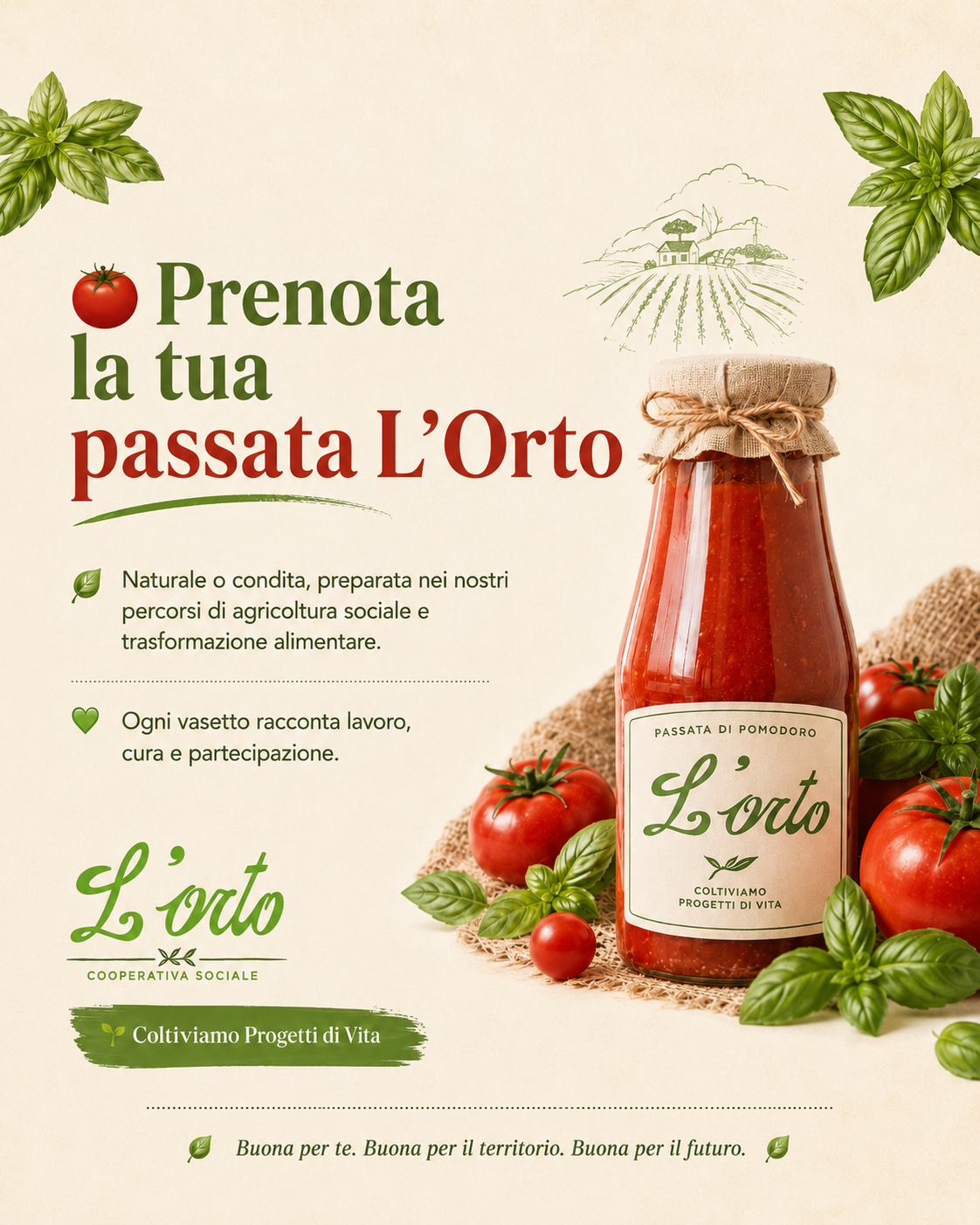 Passata di pomodoro L’Orto 2026: ogni vasetto racconta una storia