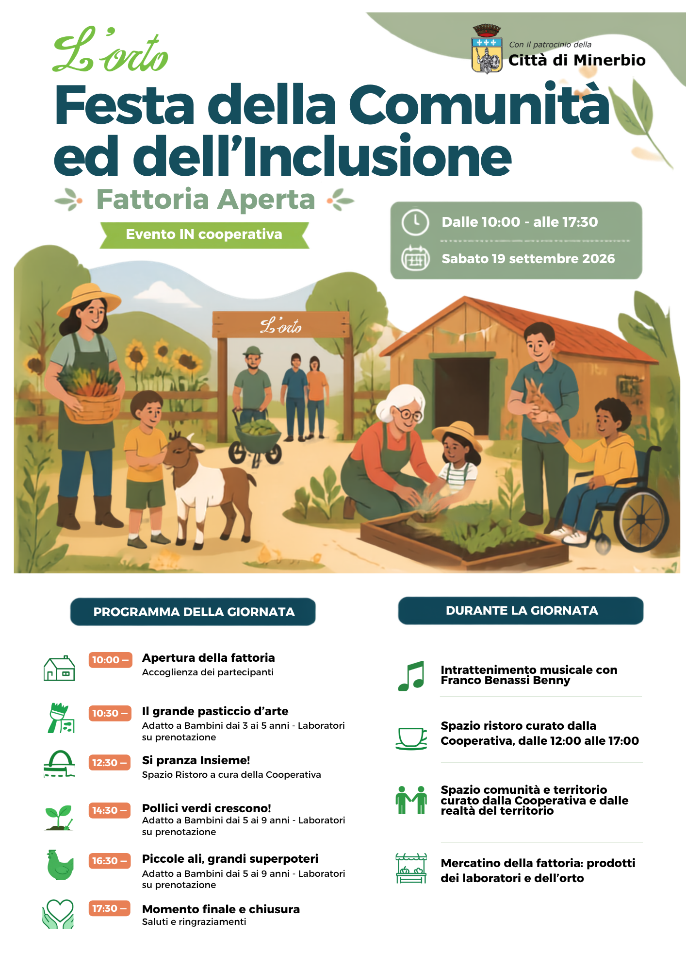 Festa della Comunità ed dell’Inclusione: sabato 19 settembre torna “Fattoria Aperta