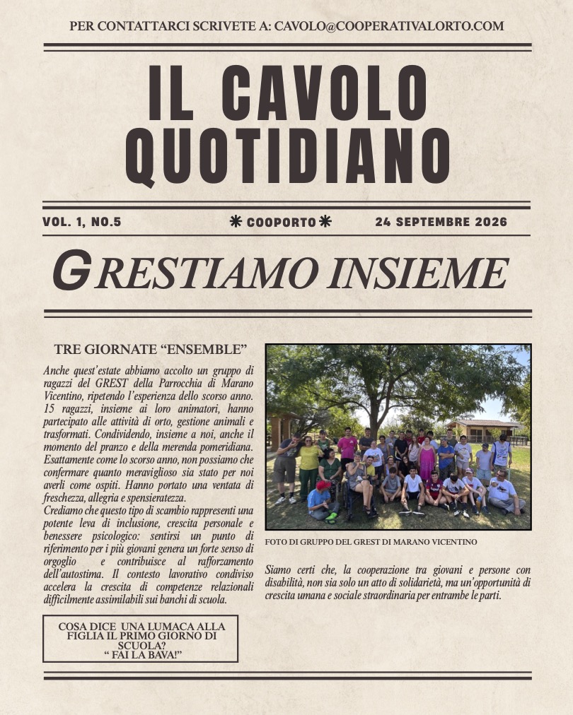 «Anche loro si prendono cura di noi»: il Cavolo Quotidiano di settembre tra i ragazzi del GREST e gli animali della fattoria
